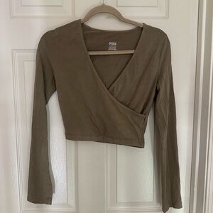PINK Victoria's Secret Olive Wrap Blouse